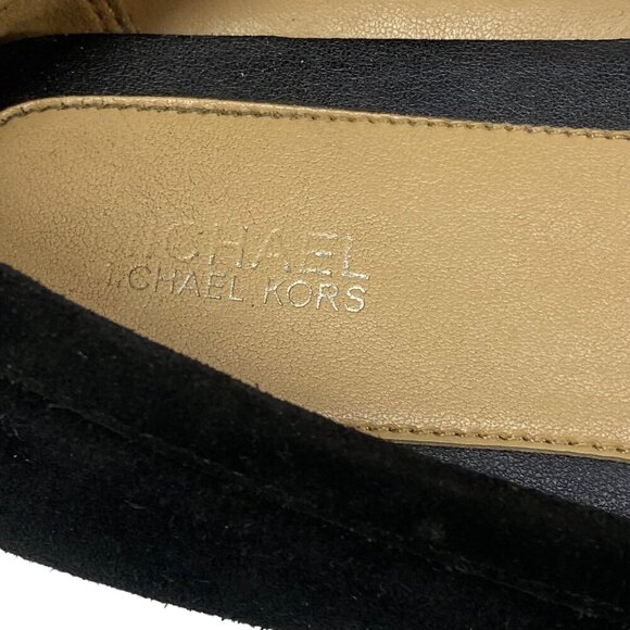 MICHAEL KORS Women Suede Flat Loafers Size 8 Black Leather Caroline Moccasins - Picture 8 of 10